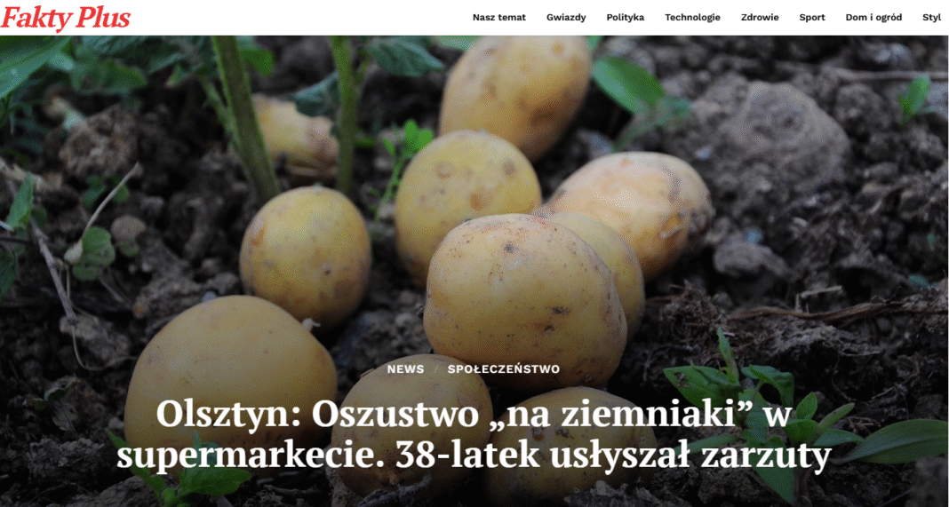 Zrzut ekranu: Oszustwo na ziemniaki w Olsztynie