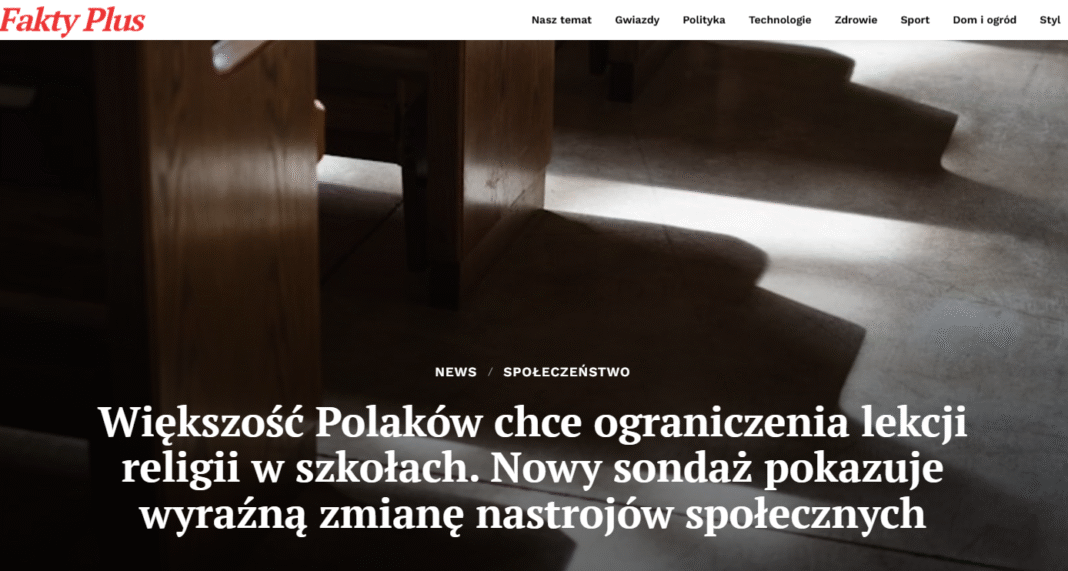 Sondaż: Ograniczenie lekcji religii w szkołach 2025