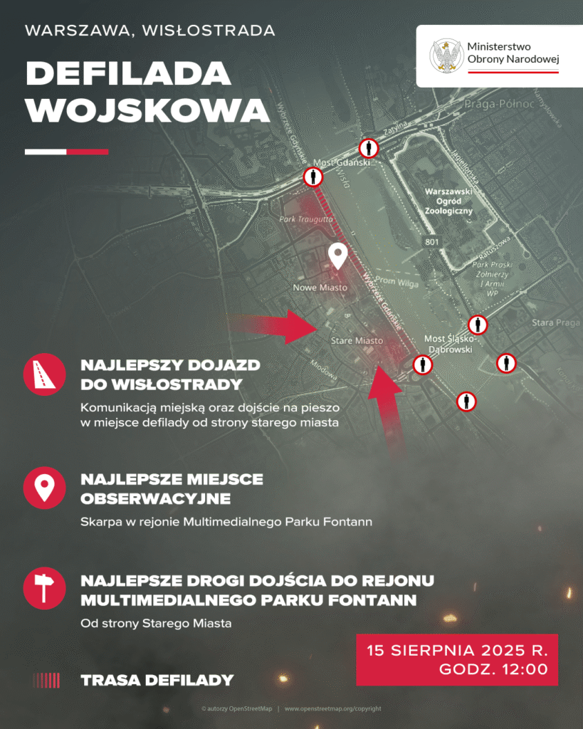 Defilada, drogi dojścia, trasa, najlepsze miejsca, MON