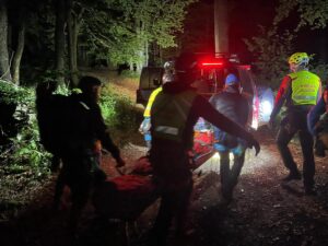 Słowacja - ratownicy niosą Polkę do karetki/HZS