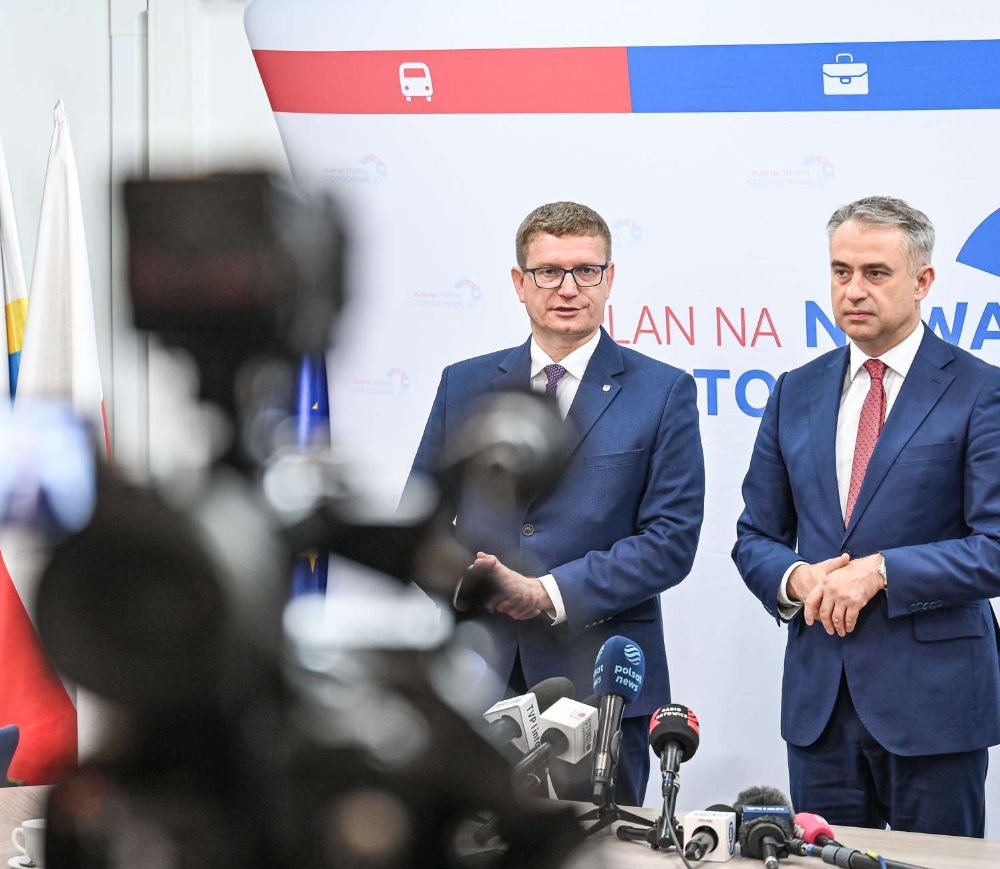 Min. Krzysztof Gawkowski i Prezydent Częstochowy Krzysztof Matyjaszczyk podczas konferencji prasowej/ fot. UM Częstochowa