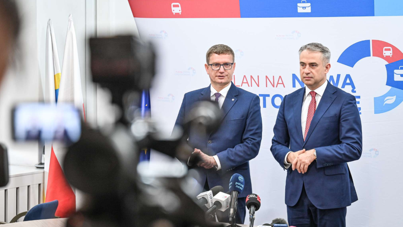 Min. Krzysztof Gawkowski i Prezydent Częstochowy Krzysztof Matyjaszczyk podczas konferencji prasowej/ fot. UM Częstochowa