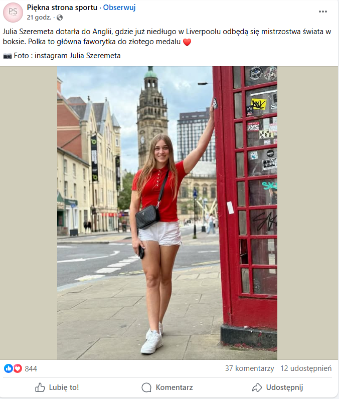 Post z profilu Piękna strona sportu na FB
