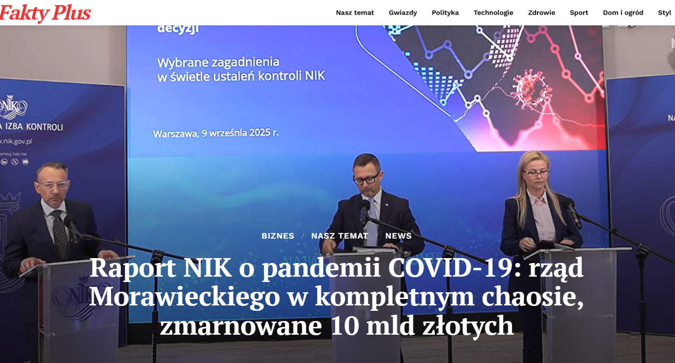 Raport NIK: pandemia COVID-19 – chaos i miliardy złotych