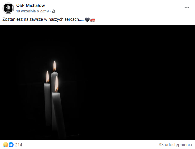 post na FB OSP Michałków