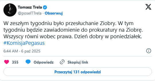 post na X Tomasza Treli