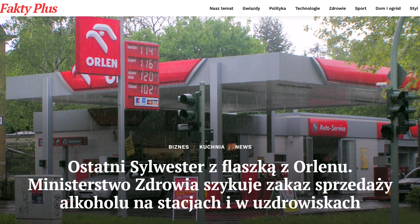 Zakaz sprzedaży alkoholu na stacjach benzynowych od stycznia 2026