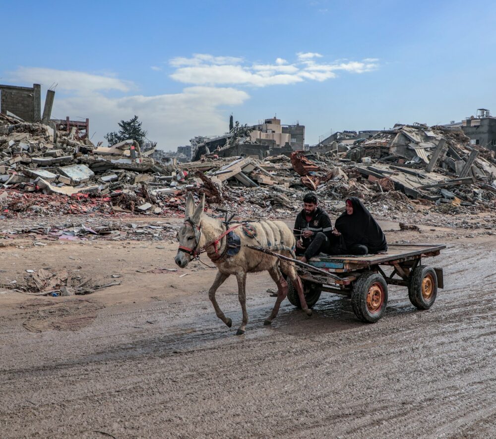 wóz z osłem w Strefie Gazy/ fot: Mohammed Ibrahim/ Unsplash