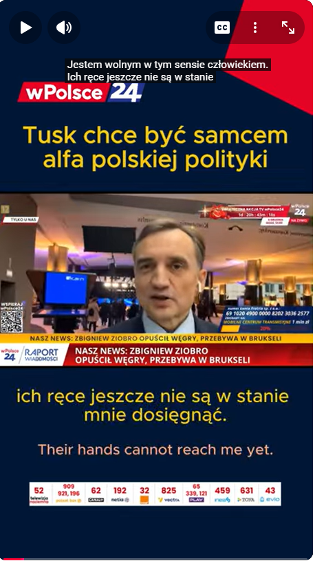 wywiad Zbigniewa Ziobro dla wPolsce24/youtube