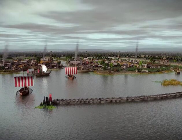 Wizualizacja Truso. Autorstwa Muzeum Archeologiczno-Historyczne w Elblągu, CC BY 3.0