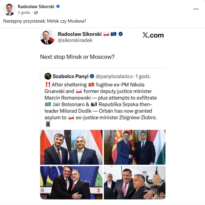 Wpis Radka Sikorskiego na FB