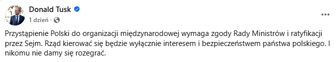 Wpis Donalda Tuska na FB