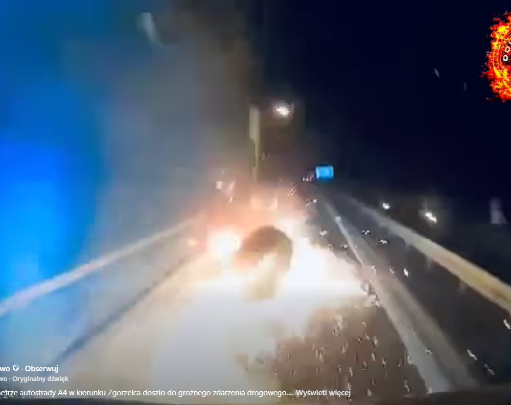 Moment zderzenia na autostradzie A4./ Dolnośląskie Alarmowo