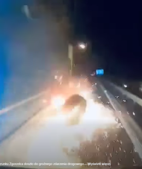 Moment zderzenia na autostradzie A4./ Dolnośląskie Alarmowo