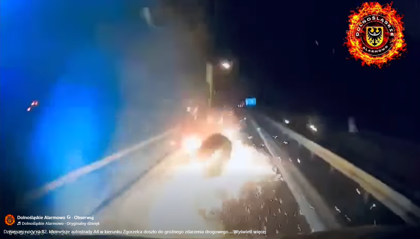 Moment zderzenia na autostradzie A4./ Dolnośląskie Alarmowo