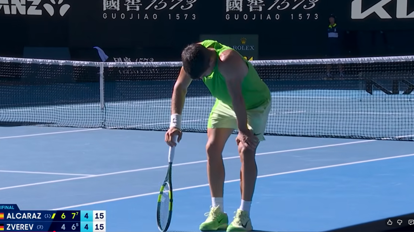 Alcaraz podczas półfinału AO/ Australian Open/youtube.com