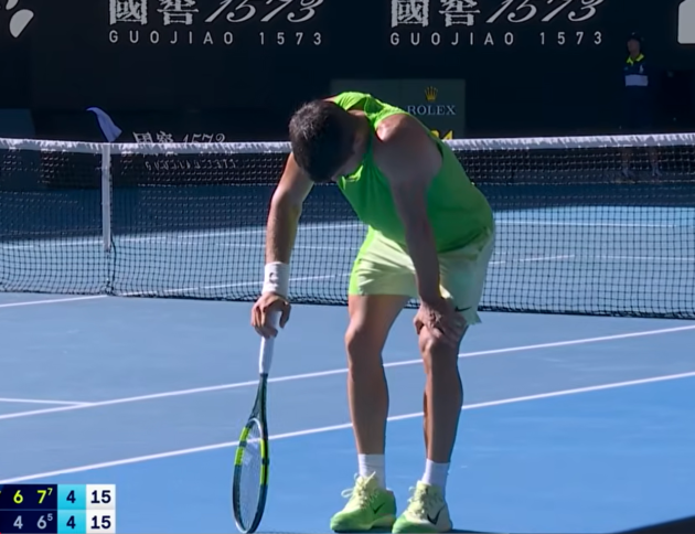 Alcaraz podczas półfinału AO/ Australian Open/youtube.com