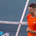 Hubert Hurkacz podczas meczu pierwszej rundy Australian Open 2026 w Melbourne