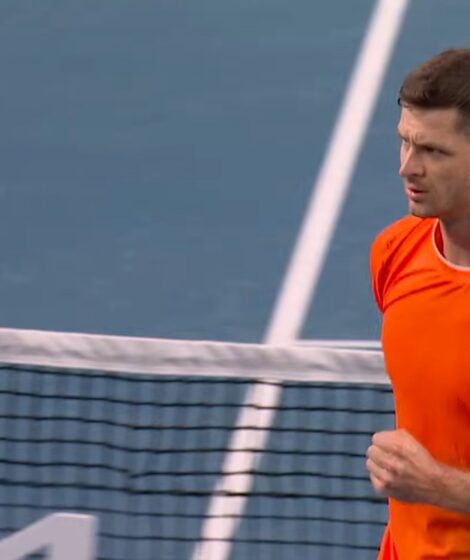 Hubert Hurkacz podczas meczu pierwszej rundy Australian Open 2026 w Melbourne