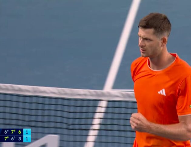 Hubert Hurkacz podczas meczu pierwszej rundy Australian Open 2026 w Melbourne