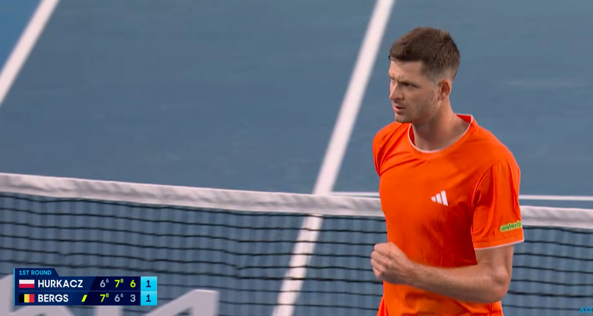 Hubert Hurkacz podczas meczu pierwszej rundy Australian Open 2026 w Melbourne