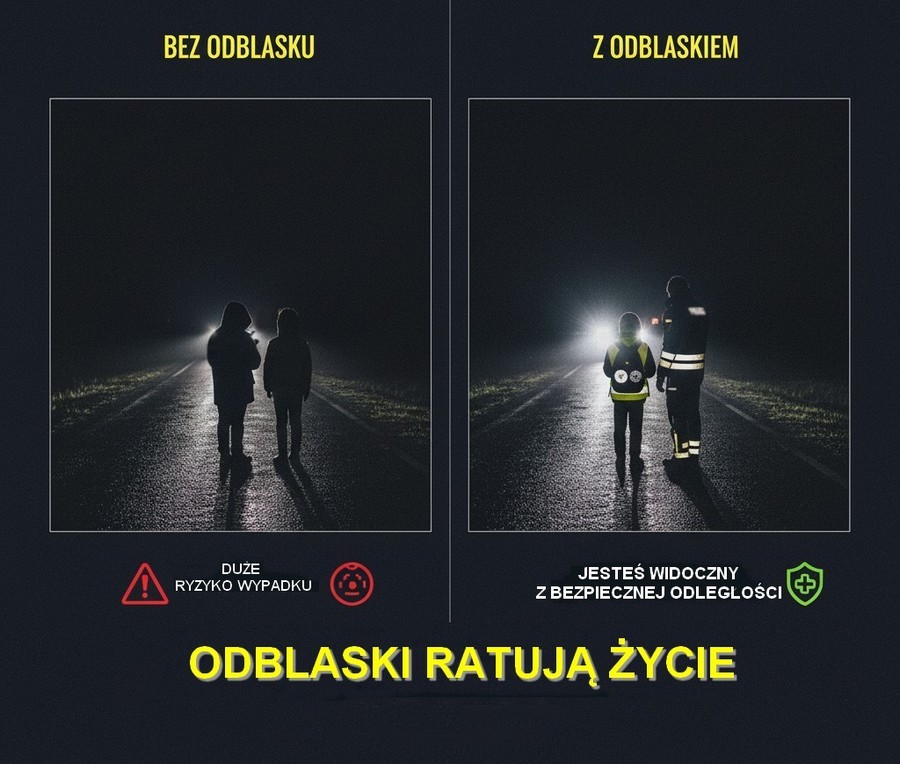 Jakie odblaski najlepiej chronią pieszych po zmroku? Badania naukowców wyjaśniają, dlaczego jaskrawe ubrania nie wystarczą i gdzie nosić odblaski. źródło: Policja
