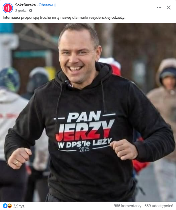 Post na profilu Sok z Buraka na Facebook