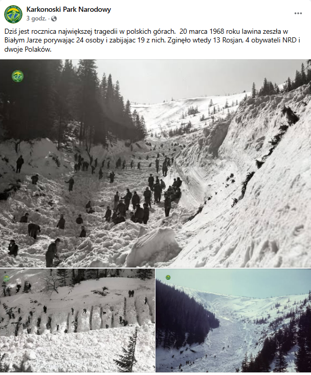 Park Karkonoski przypomina o tragedii w Białym Jarze w 1968 roku
