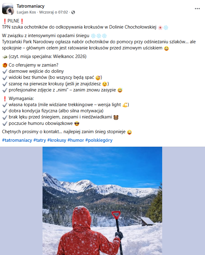 Post na fb/Tatromaniacy