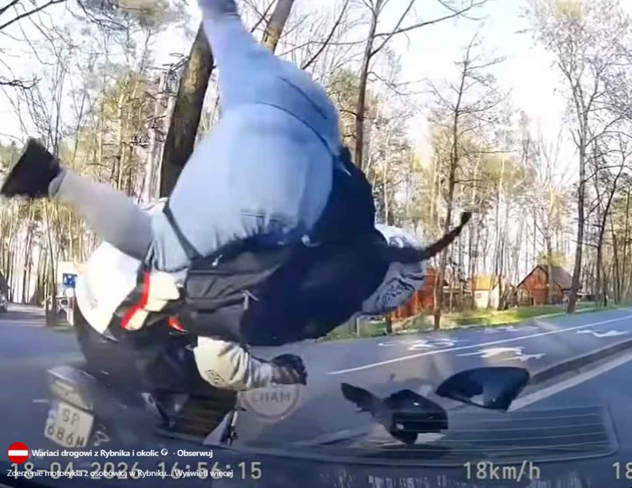 Wypadek kierowcy i pasażerki motocykla w Rybniku. FB/Stop Cham