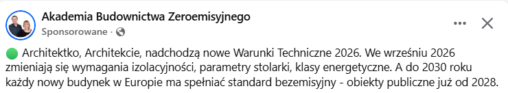 Post na FB Akademii Zeroemisyjności