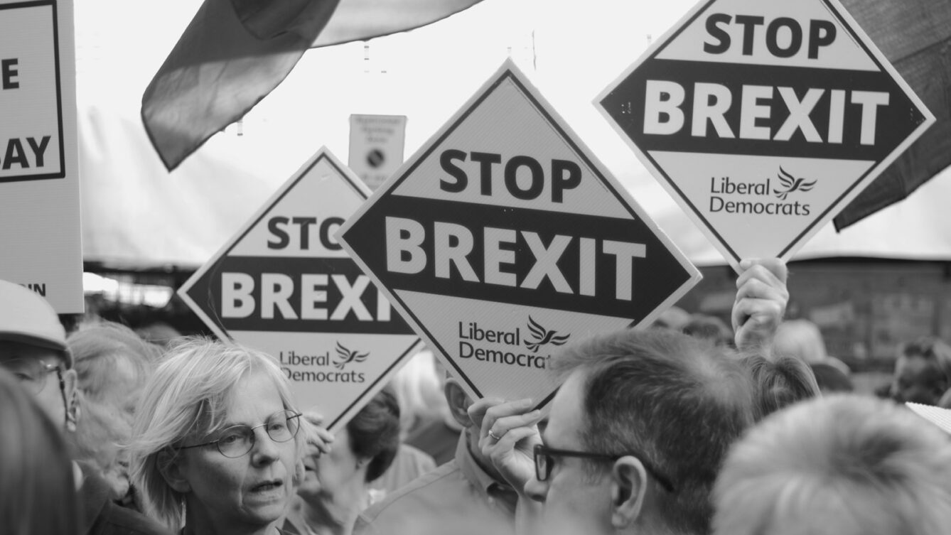 People holding "stop brexit" signs at a rally. fot: Zeno Hind/Unsplash