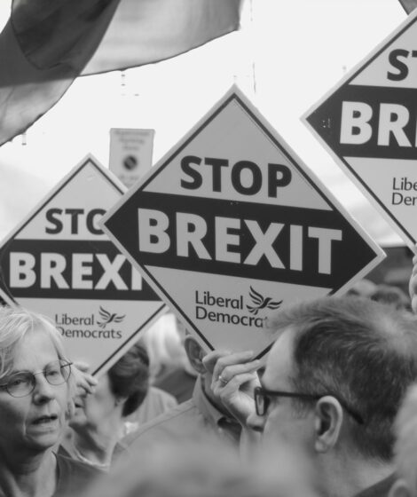 People holding "stop brexit" signs at a rally. fot: Zeno Hind/Unsplash