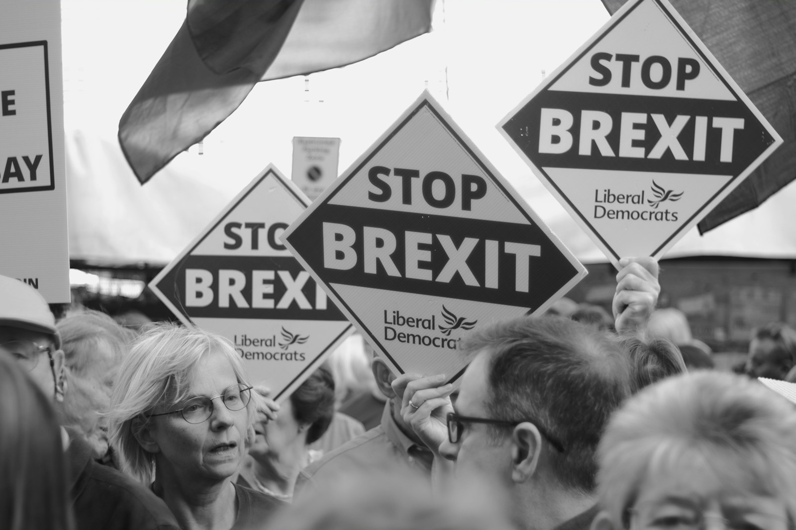People holding "stop brexit" signs at a rally. fot: Zeno Hind/Unsplash