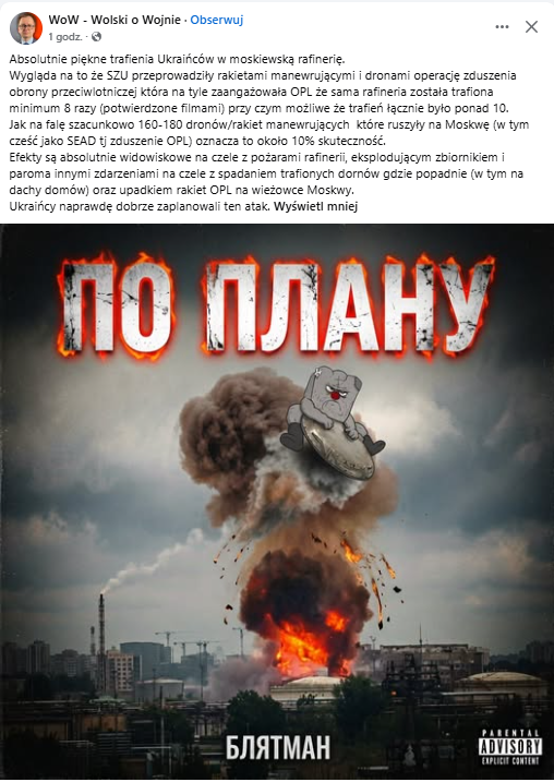 Post Jarosława Wolskiego na FB
