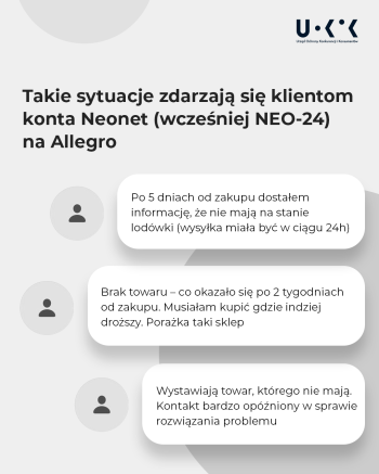 Komentarze na Allegro klientów Neonet