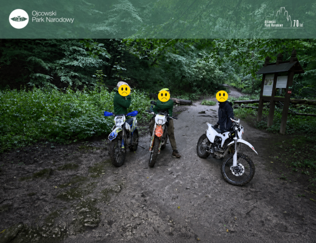 Policjanci zatrzymują motocyklistów na terenie Parku Narodowego