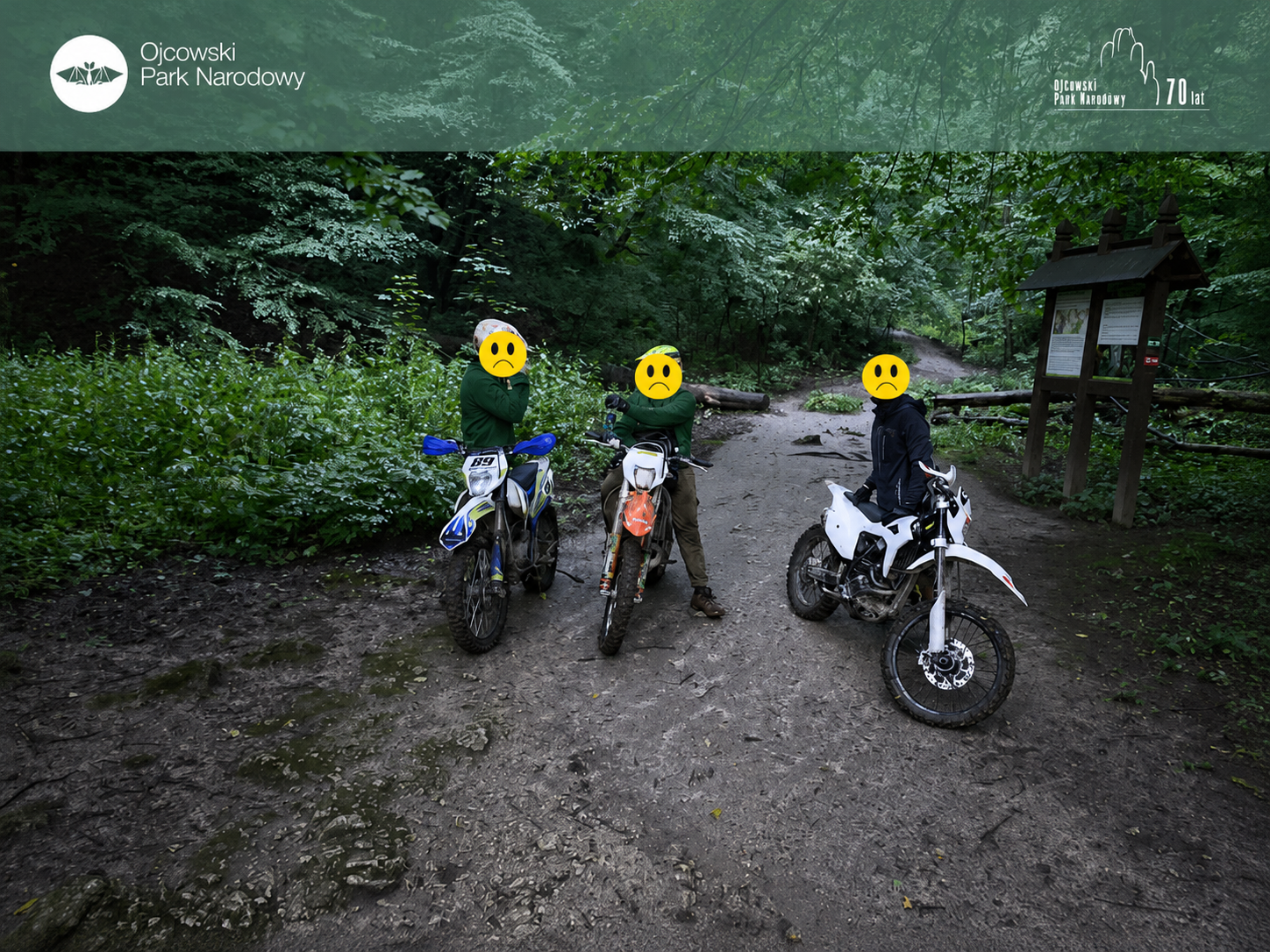 Policjanci zatrzymują motocyklistów na terenie Parku Narodowego
