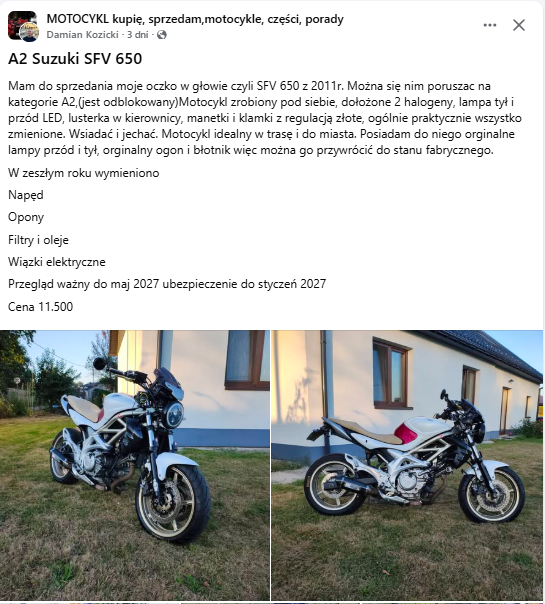 Motocykl ma 35 kW w dowodzie, ale pełną moc na drodze? Kierowcy z A2 grożą sąd, zakaz prowadzenia i zwrot odszkodowania z OC.