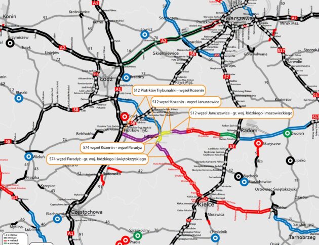 GDDKiA przygotowuje ponad 85 km dróg S12 i S74 w Łódzkiem. S12 ominie Sulejów, a S74 połączy Kozenin z granicą województwa.