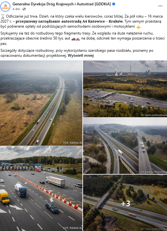GDDKiA zaczyna odliczanie do przejęcia małopolskiego odcinka A4