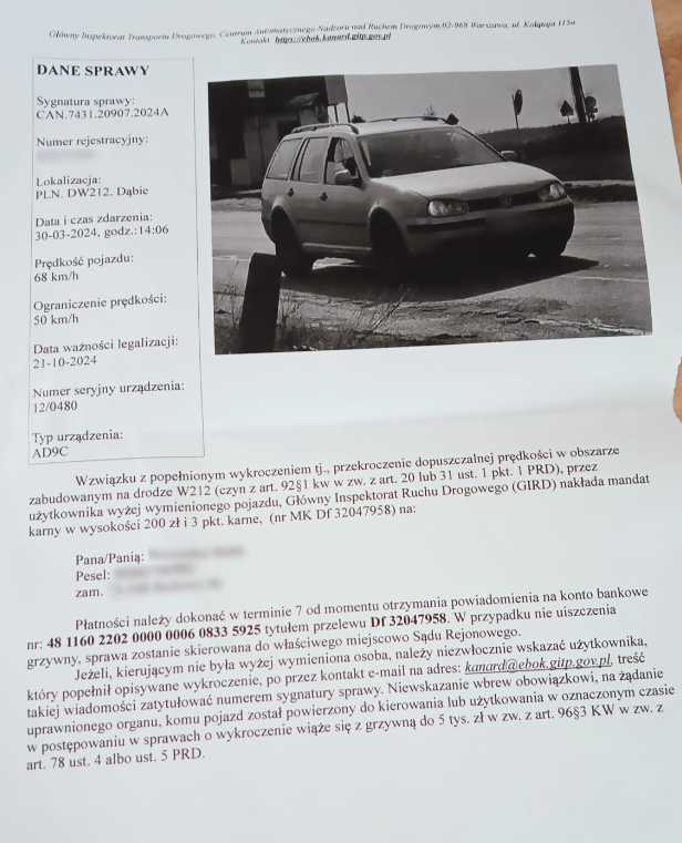 Uwaga na fałszywe mandaty z fotoradarów! Oszuści wysyłają kierowcom SMS-y, e-maile i listy. GITD ostrzega i wyjaśnia, jak rozpoznać oszustwo.