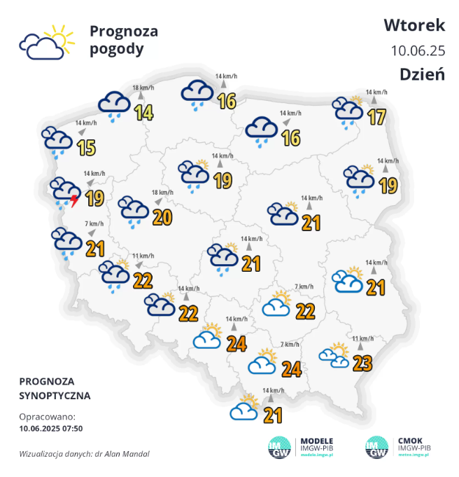 pogoda, prognoza pogody, 10 czerwca, IMGW, burze, temperatury, Polska, Fakty Plus