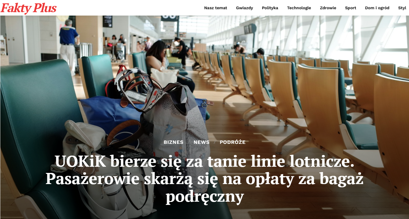 Ryanair i Wizz Air – dopłaty za bagaż podręczny pod lupą UOKiK