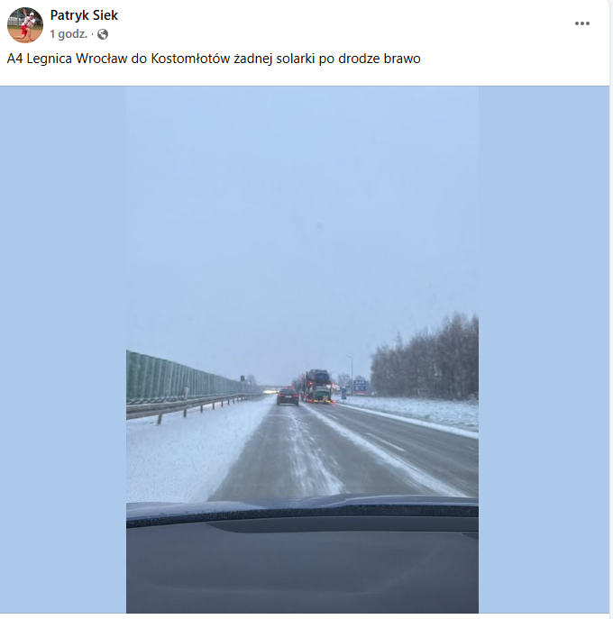 Opady śniegu na autostradzie A4/FB