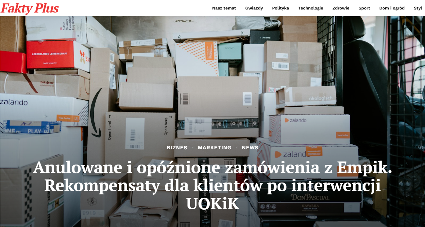 UOKiK bada anulowane zamówienia w Empiku i możliwe rekompensaty dla klientów