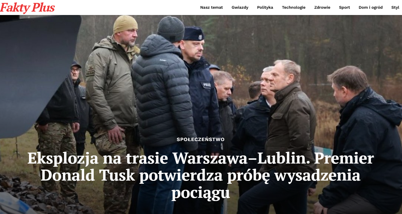 Eksplozja na trasie kolejowej Warszawa–Lublin – ilustracja zdarzenia